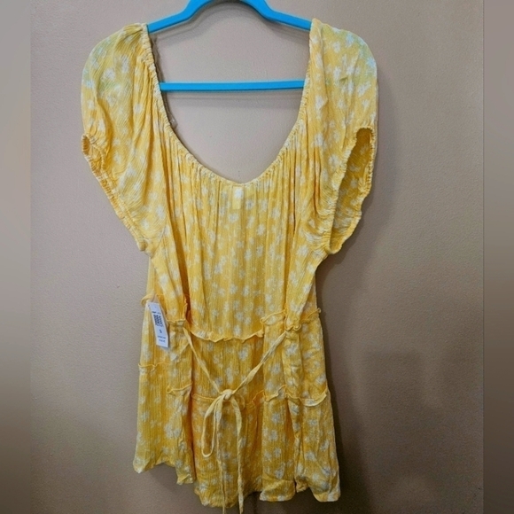 NWT Planet Gold Plus Women's Size 3X Luna Yellow Tie Back Top - Picture 2 of 6